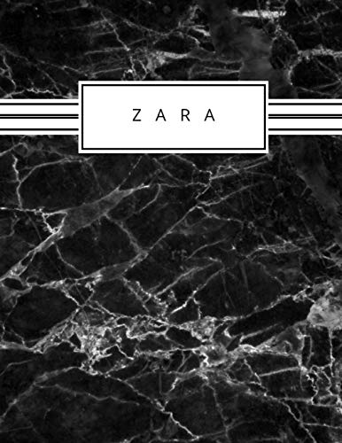 Zara: Personalized black marble sketchbook with name: 120 Pages