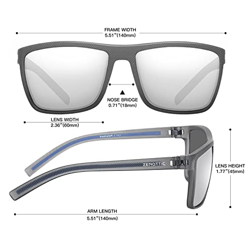 ZENOTTIC Gafas De Sol Polarizadas para Hombre Cuadradas Súper Liviana Marco TR90 Protección UV400