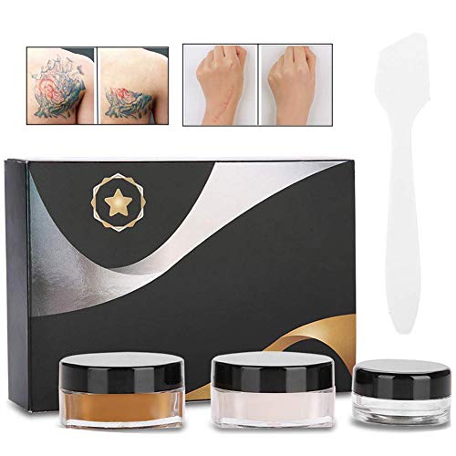 Zetiling Corrector de tatuajes, Cicatriz profesional Corrector de tatuajes Vitiligo Hiding Spots Maquillaje Crema cubierta para puntos de Vitiligo Marcas de nacimiento