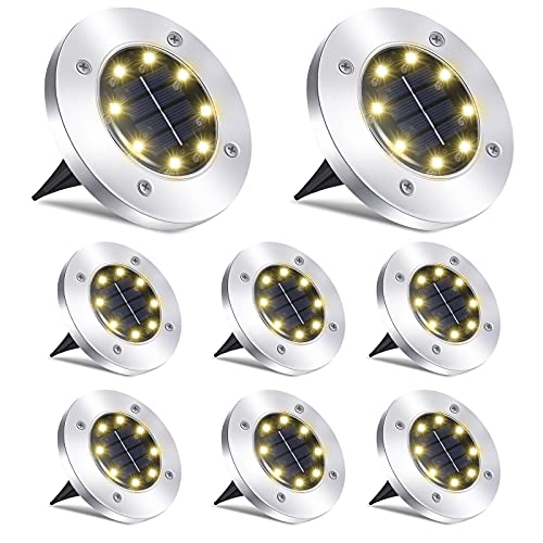 ZEYXINH Luces Solares Para Suelo, 8 Luces LED Solares Para Exteriores Impermeables Para Exteriores Iluminación De Césped Para Jardín Patio Camino Césped Cubierta Entrada Pasarela Decoración