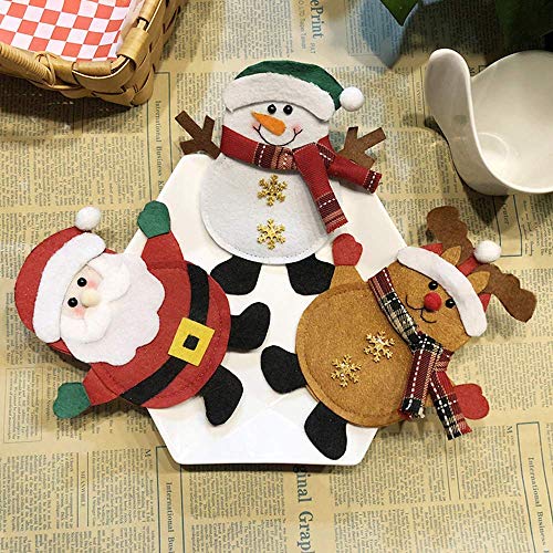 ziidoo 6 Pcs Bolsita para Cubiertos de Navidad, Mu?Eco de Nieve de Alces de Santa Claus, Decoraci¨®n de Mesa