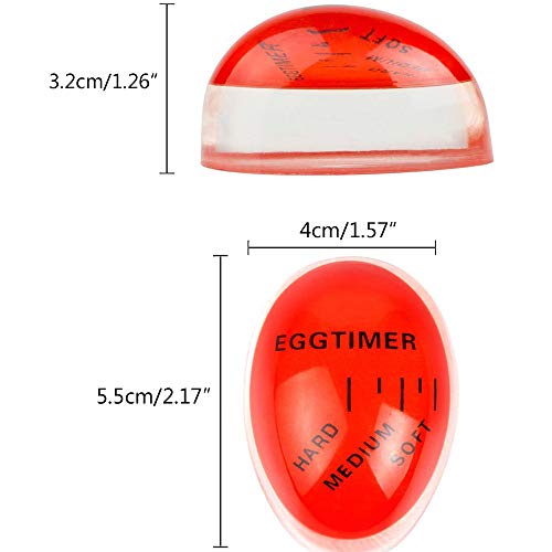 ZONSUSE Temporizadores de Huevos, 2 PCS Timer de Huevos de Cocina en Casa, Egg Timer Huevo Hervido Suave, Medio, Duro - Sensible al Calor, Auxiliar de Cocina Seguro No Tóxico y Duradero