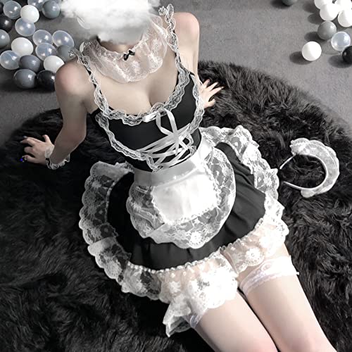 Zyimsva Maid Dress Disfraz de Halloween Maid Disfraz Cospaly Disfraz de servita sexy y medias