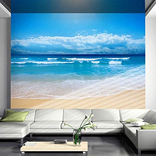 ZZXIAO Pared Pintado Papel tapiz 3D Sunny Beach Wallpaper 3D Paisaje natural Mural de pared Kid Art Room Decor Club Bar Dormitori Decoración Fotográfico Fotomural sala sofá pared mural-350cm×256cm