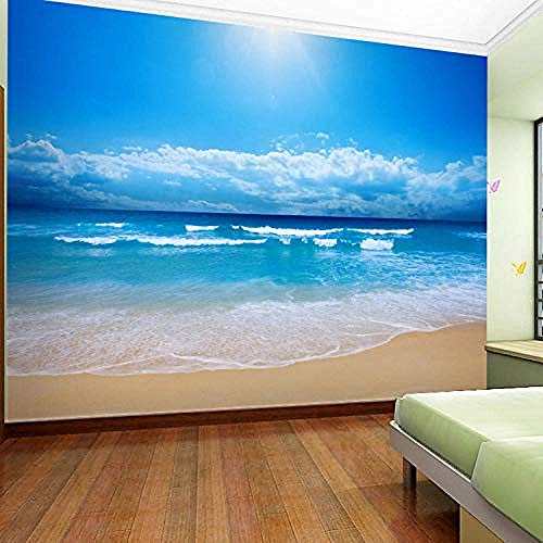 ZZXIAO Pared Pintado Papel tapiz 3D Sunny Beach Wallpaper 3D Paisaje natural Mural de pared Kid Art Room Decor Club Bar Dormitori Decoración Fotográfico Fotomural sala sofá pared mural-350cm×256cm