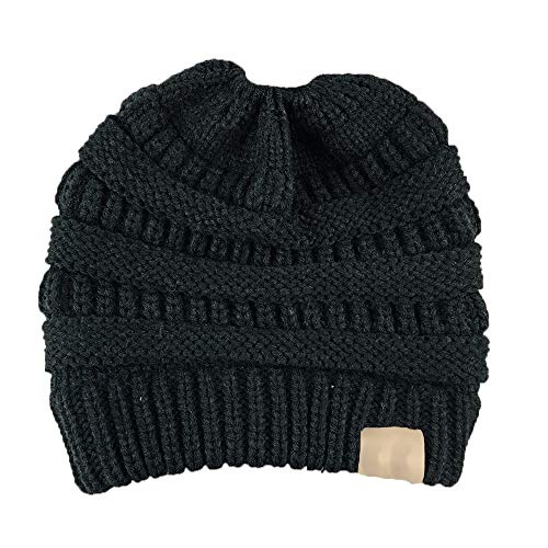 1 gorro elástico para mujer de invierno trenzado a la moda, gorro de cola de caballo de punto cálido, para mujer, niña, color aleatorio