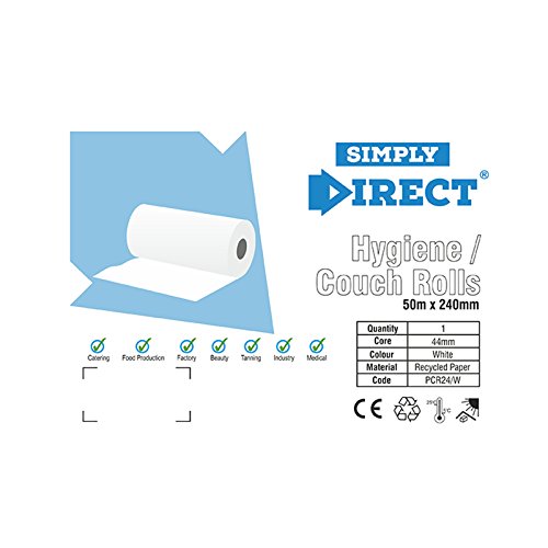 1 x Simply Direct Escritorio Blanco Masaje Sofá Cama Rollos. Rollo Higiénico 2 Capas. 24cm ancho x 50m largo