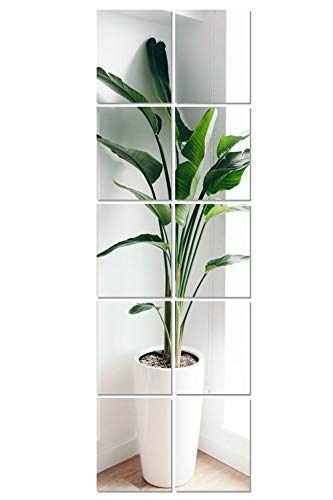 10 Piezas Espejos de Pared Adhesivos, EONAZE Rectángulo Acrílico para Espejo Creativo de Empalme de Pared, Espejo Decorativos Flexible Autoadhesivo de Pared Sin Marco (15 x 23cm)