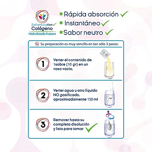 100% COLÁGENO Instant Zafire Nutrytion (30 sobres de 10g). Complemento alimenticio con Colágeno hidrolizado de rápida absorción.