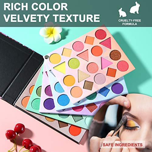 100 Colores Paleta de sombras de Ojos, 5 en 1 Paleta de Colores de Maquillaje, Color Brillante Desnudo Brillo Mate Maquillaje Profesional, Para Principiantes y Maquilladores Profesionales