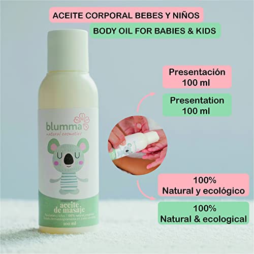 100 ml - Aceite corporal 100% natural y ecológico para bebés y niños. aceite almendras dulces, aceite de albaricoque y aceite jojoba - Hidrata y suaviza la piel.