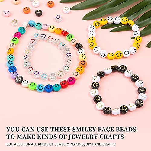 100 Piezas Caritas Sonrientes para Pulseras, Cuentas de Sonrisa, Sonrisa Perlas de Colores, para Enhebrar Cuentas Artesanales, Pulseras de Bricolaje, Collares de Bricolaje