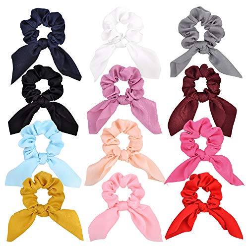 12 piezas de gomas para el cabello de gasa elástica para el cabello rizado Bobbles Ponytail Holder diadema cintas para el cabello para mujeres niñas