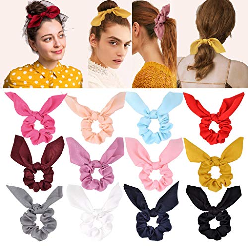 12 piezas de gomas para el cabello de gasa elástica para el cabello rizado Bobbles Ponytail Holder diadema cintas para el cabello para mujeres niñas