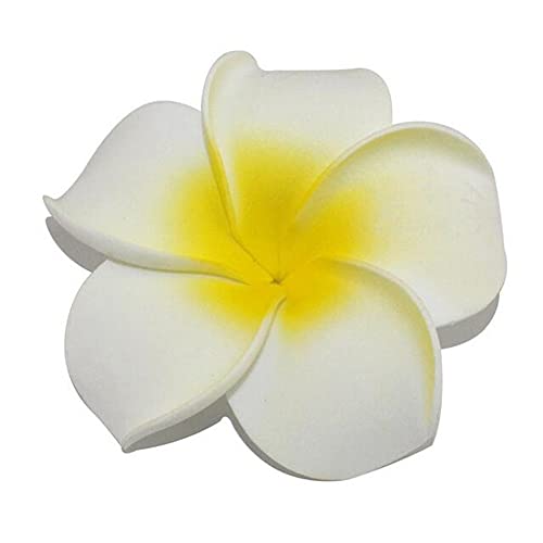 12 unidades de 6,36 cm, flores artificiales de plumeria hawaianas de espuma para el pelo, hechas a mano, miniflores de espuma, para el pelo (amarillo)