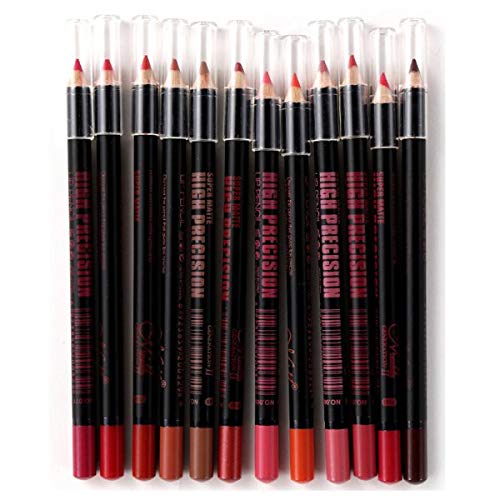 12 x Delineador Lapiz de Ojos y Labios Matte de larga duración. Resistente. Raya del ojo. Lip Liner