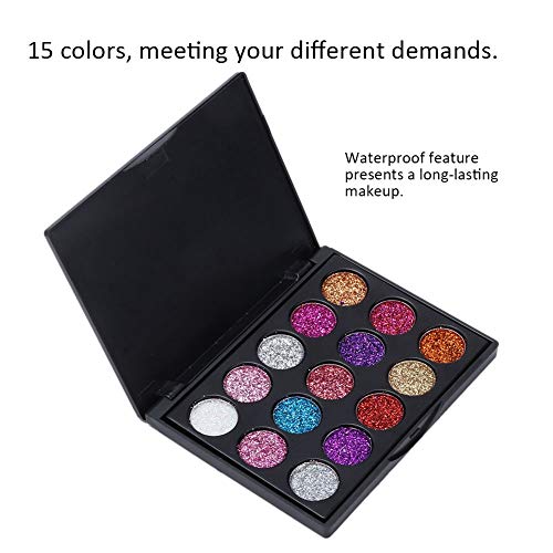 15 color Ultra Pigmentado Paleta de Sombras de Ojos, Prueba de Agua y Brillo, Polvo Cosmético de Sombra de Ojos Brillante, Eyeshadow Palette Set de Maquillaje Cosmético (negro)