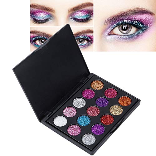 15 color Ultra Pigmentado Paleta de Sombras de Ojos, Prueba de Agua y Brillo, Polvo Cosmético de Sombra de Ojos Brillante, Eyeshadow Palette Set de Maquillaje Cosmético (negro)