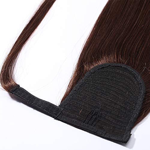 16"(40cm) Coleta Postiza Pelo Natural Humano 100% Remy Extensiones de Cabello Natural Clip Coletero Coletas Postizas Naturales Postizos Ponytail Extension (#4 Castaño Chocolate)