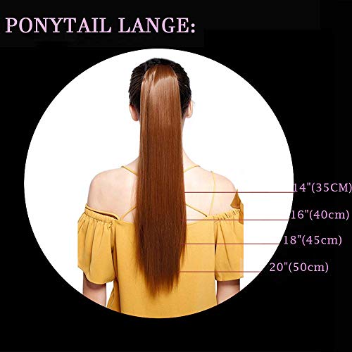 16"(40cm) Coleta Postiza Pelo Natural Humano 100% Remy Extensiones de Cabello Natural Clip Coletero Coletas Postizas Naturales Postizos Ponytail Extension (#4 Castaño Chocolate)