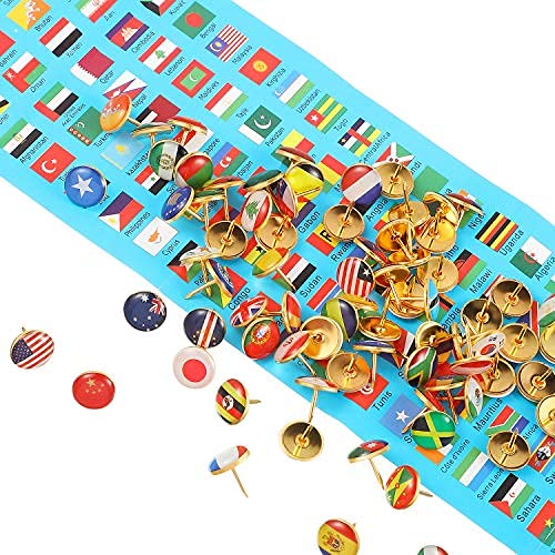 194 Chinchetas Creativas Decorativas Pines de Bandera Nacional Tachuelas de Países Pasador de Mapa de País para Tablón de Anuncios Oficina