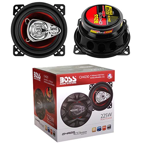 2 Altavoces Compatible con Boss Audio Systems CH4230 CH 4230 coaxial de 3 vías 10,00 cm 100 mm 4" diámetro 112,5 vatios rms 225 vatios máx 4 ohmios 90 db spl Coche, por par