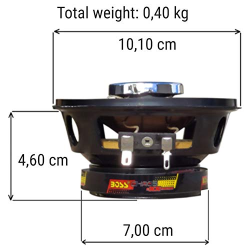 2 Altavoces Compatible con Boss Audio Systems CH4230 CH 4230 coaxial de 3 vías 10,00 cm 100 mm 4" diámetro 112,5 vatios rms 225 vatios máx 4 ohmios 90 db spl Coche, por par