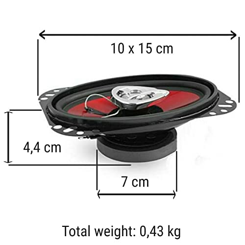 2 Haut-parleurs Compatible con Boss Audio Systems CH4620 CH 4620 coaxial de 2 vías 4 x 6 10 x 15 cm 100 x 150 mm 100 Watts rms 200 Watts MAX para Coche, por par