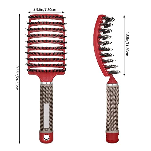 2 Piezas cepillo de pelo, cepillo para el pelo con cerdas de jabalí, cepillo de peinado curvo, puede difundir el aceite del cabello, suavizar el frizz, ventilar y acelerar el secado