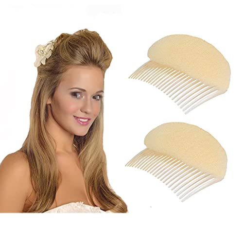 2 piezas con encanto Bump It Up volumen Inserciones Peine de pelo Do Beehive Hair Styling Insert Tool Hair Stick Bun Maker Tool Accesorios de peinado para mujeres Lady Girl (Beige)