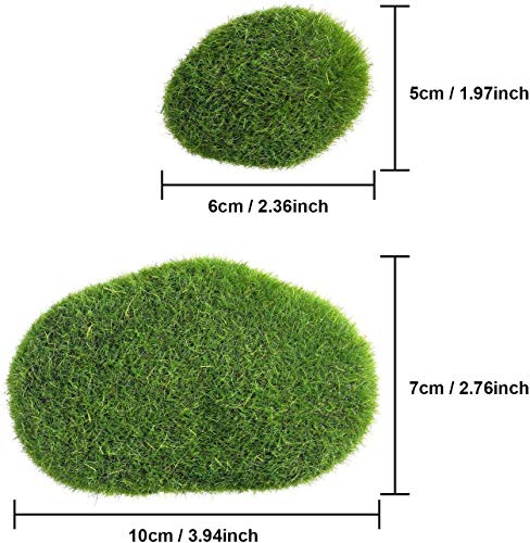 20 piedras artificiales de musgo cubiertas de musgo verde sintético (2 tamaños)