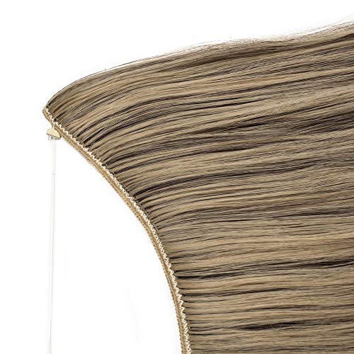 20"(50cm) SEGO Extensiones de Cabello de Hilo Invisible sin Clip [Marrón Oscuro mezcla Rubio Ceniza] Pelo Sintético Se Ve Natural Una Pieza Postizos Pelucas Rizadas (90g)