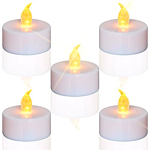 24 LED Velas Velas CR2032 pilas velas sin llama,Velas de té,Velas LED,Velas parpadeantes sin Llama,Velas Artificiales realistas a Pilas con luz Amarilla cálida,24pcs