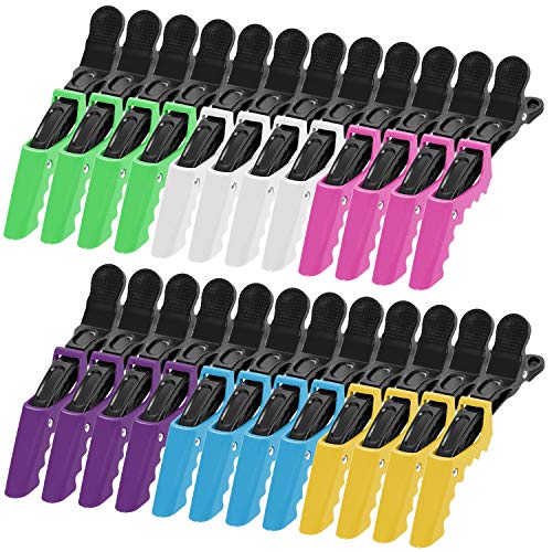 24 Piezas Alligator Clip Hebillas de Pelo Profesional Peluqueria,Pinzas de Pelo Antideslizantes Estilismo Cabello para Marcar,Peinar,Planchar el Pelo (Color)