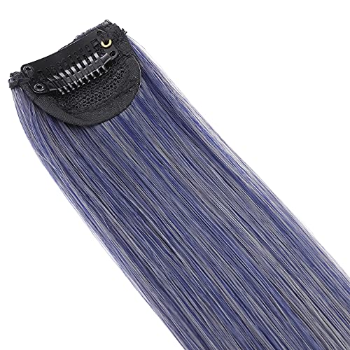 24"(60cm) SEGO 2PCS Extensiones de Colores 1 Clip Pelo Sintético Se Ve Natural [Azul Cobalto] Mechas Fantasía Cabello de para Mujer Postizos Accesorios Lisos (68g)