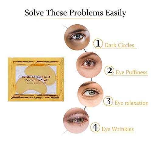 24K Gold Eye Treatment Mask | Eye Masks for Dark Circles, Anti Wrinkle Treatment, Under Eye Gel Pads, Eye Mask for Puffy Eyes, Skincare, Hydrating, Gifts for Women | 20Pairs