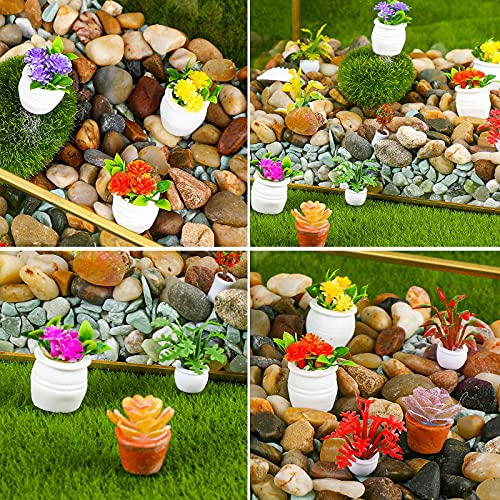 25 Piezas Plantas en Macetas de Casa de Muñecas 1:12 Planta Artificial en Miniatura Modelo Pequeño de Bonsai Figura Modelo de Mini Planta Mini Maceta Suculentas Falsas (Estilo Lindo)