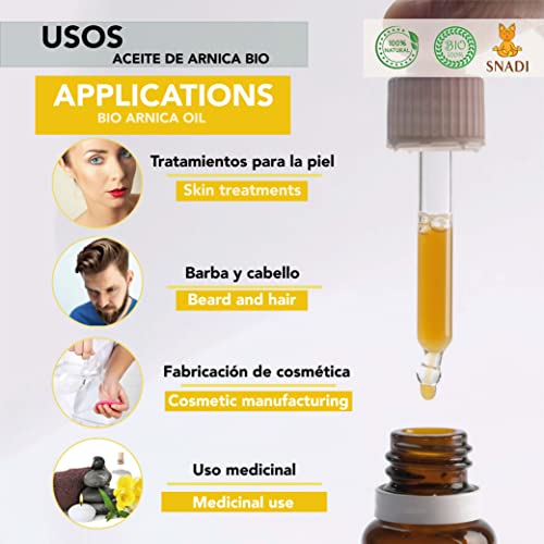 250 ml - Aceite de Arnica puro macerado BIO. Arnica pura en oliva con extracto de romero. relajante muscular natural