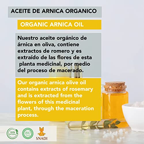 250 ml - Aceite de Arnica puro macerado BIO. Arnica pura en oliva con extracto de romero. relajante muscular natural