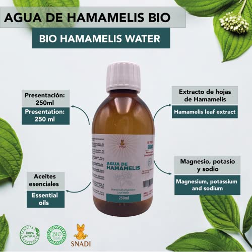 250 ml - Agua de Hamamelis - BIO. Hidrolato de Hamamelis, trata las varices y actúa como cicatrizante, antiinflamatorio e hidratante para la piel