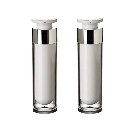 2PCS Acrílico Airless Bomba Vacío Loción Crema Frascos Botellas Vial Bayoneta Eyecream Toner Artículos tocador Cosméticos Líquidos Maquillaje Dispensador (50ml/1.7oz)