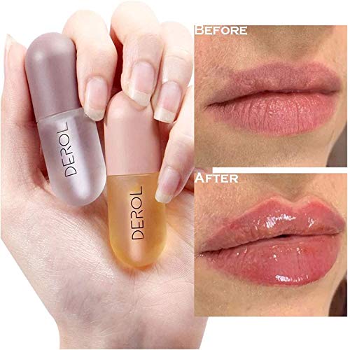 2pcs Brillo para Labios,Bálsamo de Labios,Lip Plumper,Relleno Labial Natural, juego de rellenos Contiene brillo labial diurno ynocturno,para labios llenos e hidratados Dar volumen,hidratar