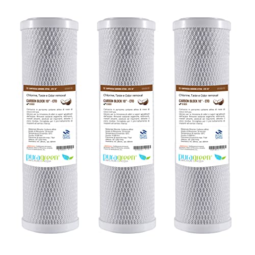 3 filtros de carbón activado para agua potable, sistemas de ósmosis inversa, apto para todas las carcasas de filtro de 10"