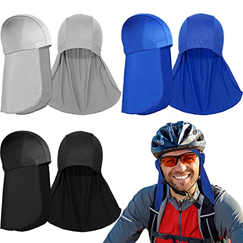 3 Forros de Casco con Protector de Cuello, Gorro de Calavera de Enfriamiento Gorra Absorbente de Sudor con Cola Sombrero de Protección de Sol para Cuello de Ciclismo para Correr, 3 Colores