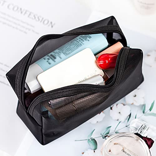 3 Pieza Bolsa de Aseo Cosméticos Malla Negro, Neceser de Maquillaje de Viaje Pequeño Portátil Niña Bolsa de Aseo Cosméticos Malla Portátil para Hombres y Mujeres, Camping, Viajes Al Aire Libre