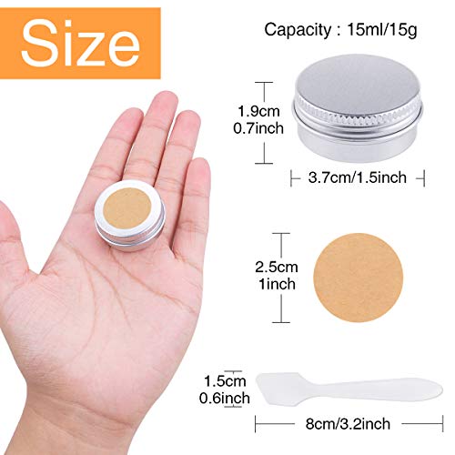 30 Piezas Tarros de Aluminio, Contenedores Cosmético de Viaje Envases de Vacío con Tapas de Tornillo para Cosmética Crema Muestra Polvo Decoración de Uñas, 15g 15ml