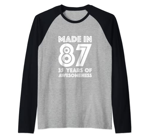 35 Cumpleaños para él Hombres Edad 35 Hijo de un año 1987 Camiseta Manga Raglan