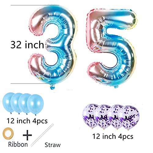 35 cumpleaños para mujer, juego de decoración arcoíris, globos de 35 cumpleaños, decoración para mujer, 35 años, decoración de cumpleaños para mujer, 35 años