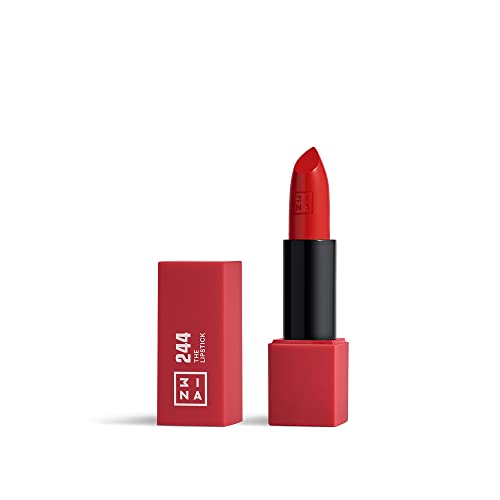 3ina MAKEUP - Vegano - Sin crueldad - El lápiz labial 244 - Lápiz labial rojo - 5 horas de duración - Altamente pigmentado - Mate - Perfumado de vainilla - Lápiz labial con tapa magnética