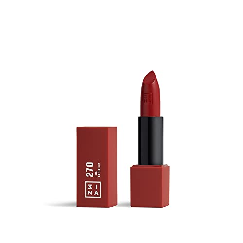 3INA MAKEUP - Vegano - Sin crueldad - El lápiz labial 270 - Lápiz labial rojo oscuro - Lápiz labial duradero 5h - altamente pigmentado - Mate - Perfumado de vainilla - Lápiz labial con tapa magnética